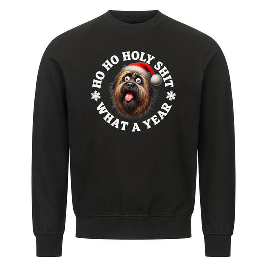Premium Sweatshirt "Briard - HO HO..." Schwarz – hunde-shirt.de