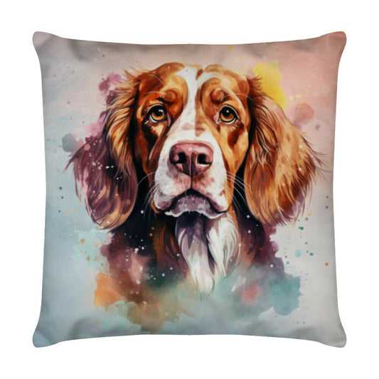 Kissen "Brittany Spaniel - Blick" Weiß – hunde-shirt.de