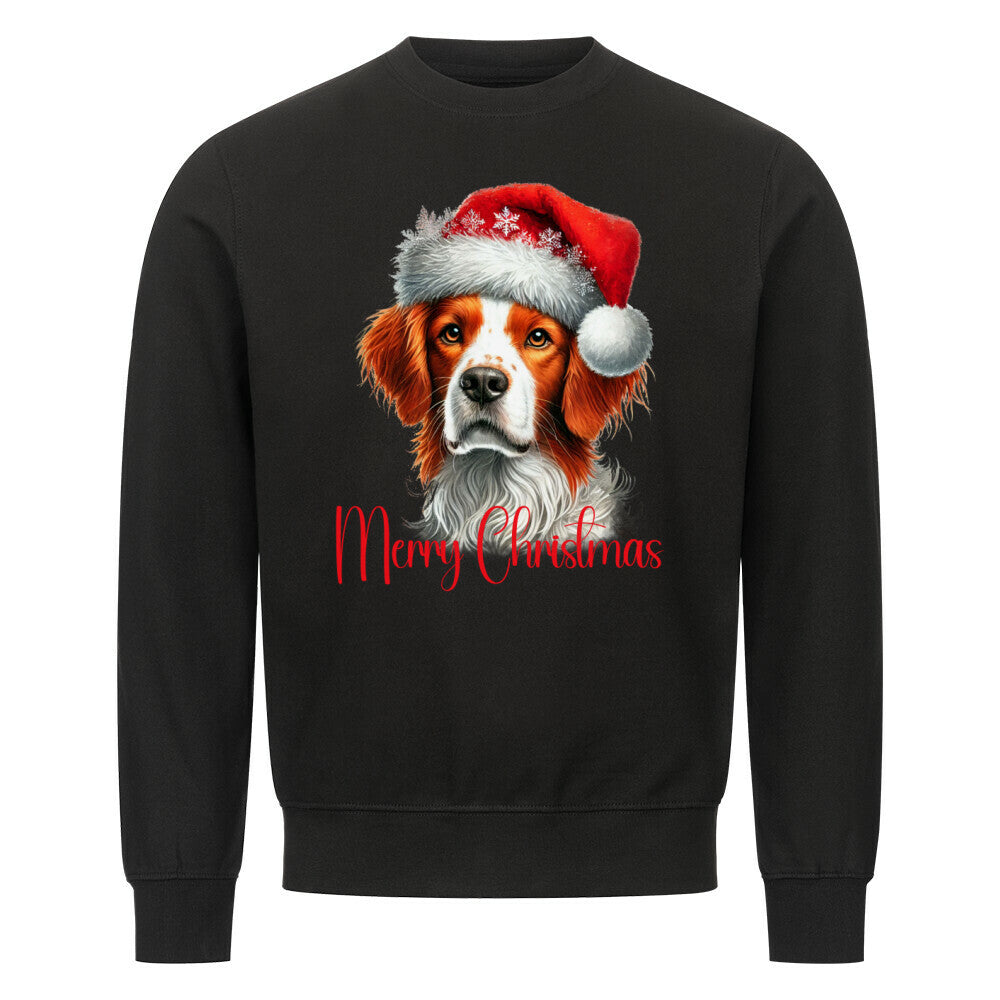 Premium Sweatshirt "Brittany Spaniel - Merry Christmas" Schwarz – hunde-shirt.de