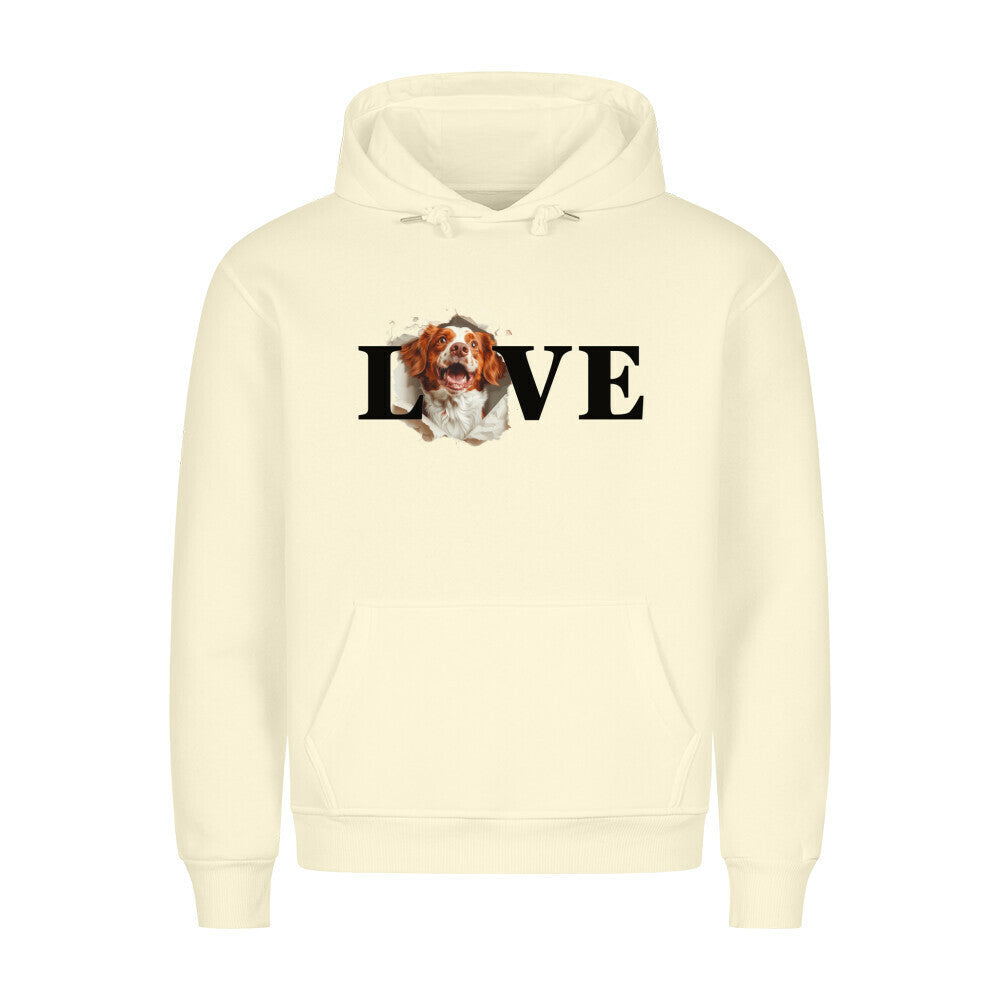 Premium Hoodie "Brittany Spaniel - LOVE" Beige – hunde-shirt.de