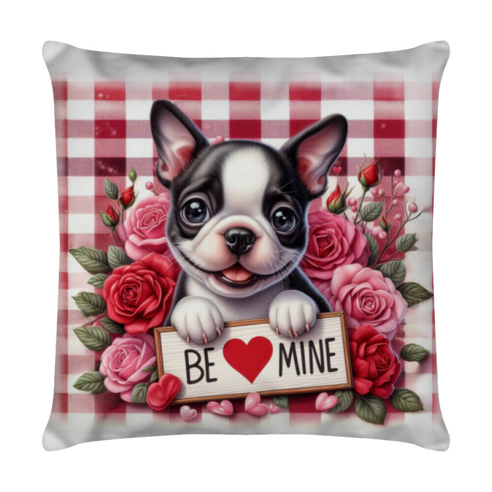 Kissen "Boston Terrier - Be mine" Weiß – hunde-shirt.de