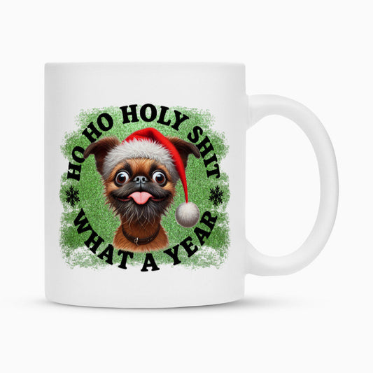 Tasse "Brüsseler Griffon - HO HO..." Weiß – hunde-shirt.de