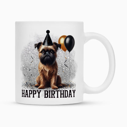 Tasse "Brüsseler Griffon - Happy Birthday" Weiß – hunde-shirt.de