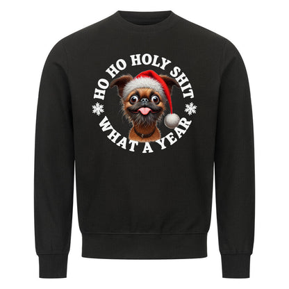 Premium Sweatshirt "Brüsseler Griffon - HO HO..." Schwarz – hunde-shirt.de