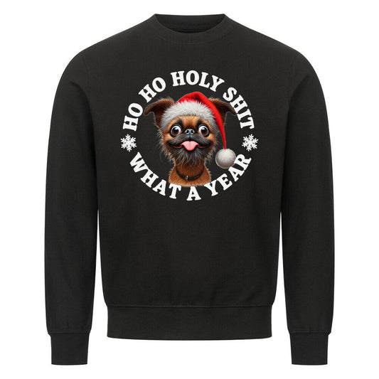 Premium Sweatshirt "Brüsseler Griffon - HO HO..." Schwarz – hunde-shirt.de
