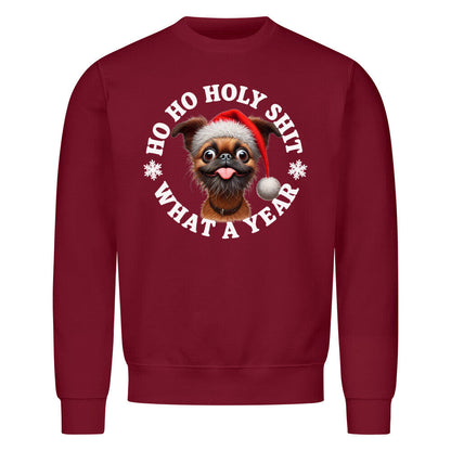 Premium Sweatshirt "Brüsseler Griffon - HO HO..." Burgunder – hunde-shirt.de