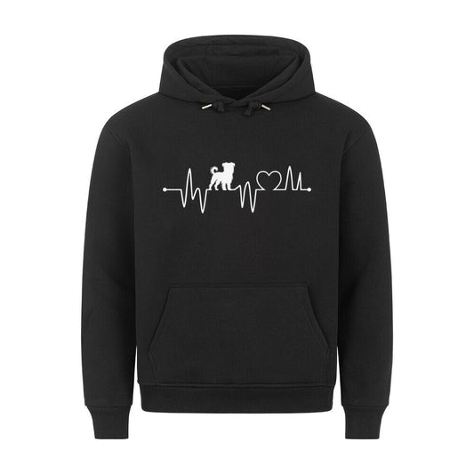 Premium Hoodie "Brüsseler Griffon - Heartbeat" Schwarz – hunde-shirt.de
