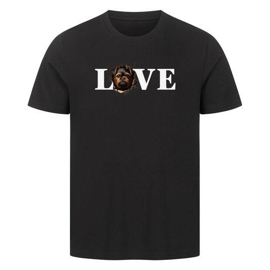 Premium T-Shirt "Brüsseler Griffon ( dunkel ) - LOVE" Schwarz – hunde-shirt.de