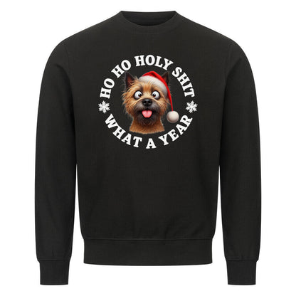 Premium Sweatshirt "Cairn Terrier - HO HO..." Schwarz – hunde-shirt.de