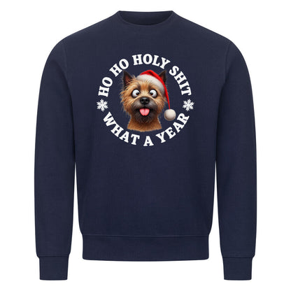 Premium Sweatshirt "Cairn Terrier - HO HO..." Navy Blue – hunde-shirt.de