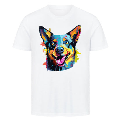 Premium T-Shirt "Australian Cattle Dog - Splash" Weiß – hunde-shirt.de