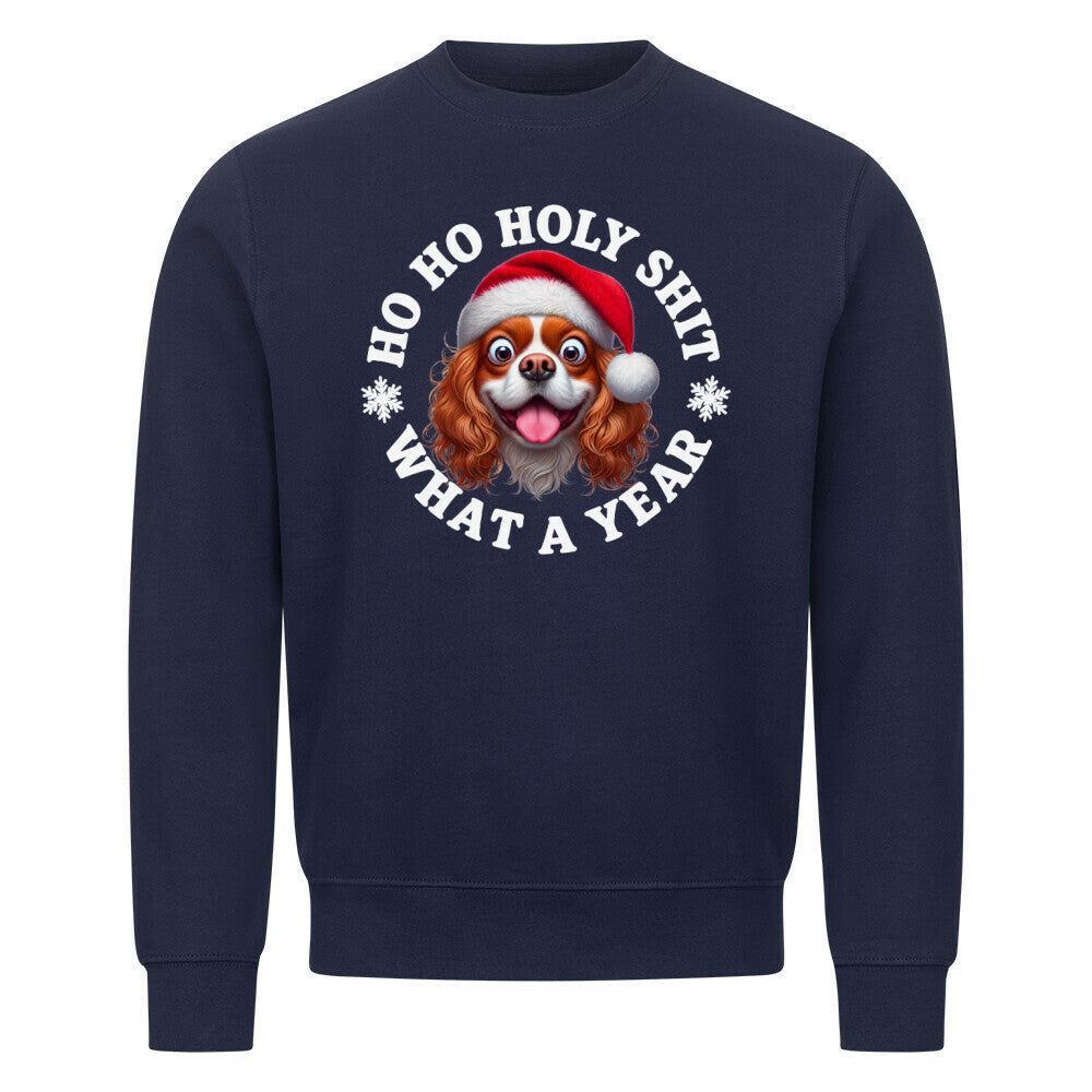 Premium Sweatshirt "Cavalier King Charles - HO HO..." Navy Blue – hunde-shirt.de