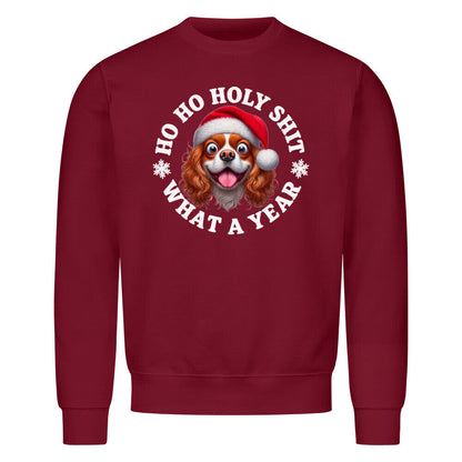 Premium Sweatshirt "Cavalier King Charles - HO HO..." Burgunder – hunde-shirt.de
