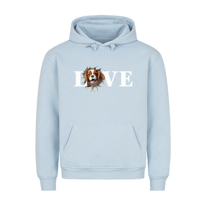 Premium Hoodie "Cavalier King Charles - LOVE" Babyblau – hunde-shirt.de