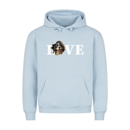 Premium Hoodie "Cavalier King Charles ( dunkel ) - LOVE" Babyblau – hunde-shirt.de