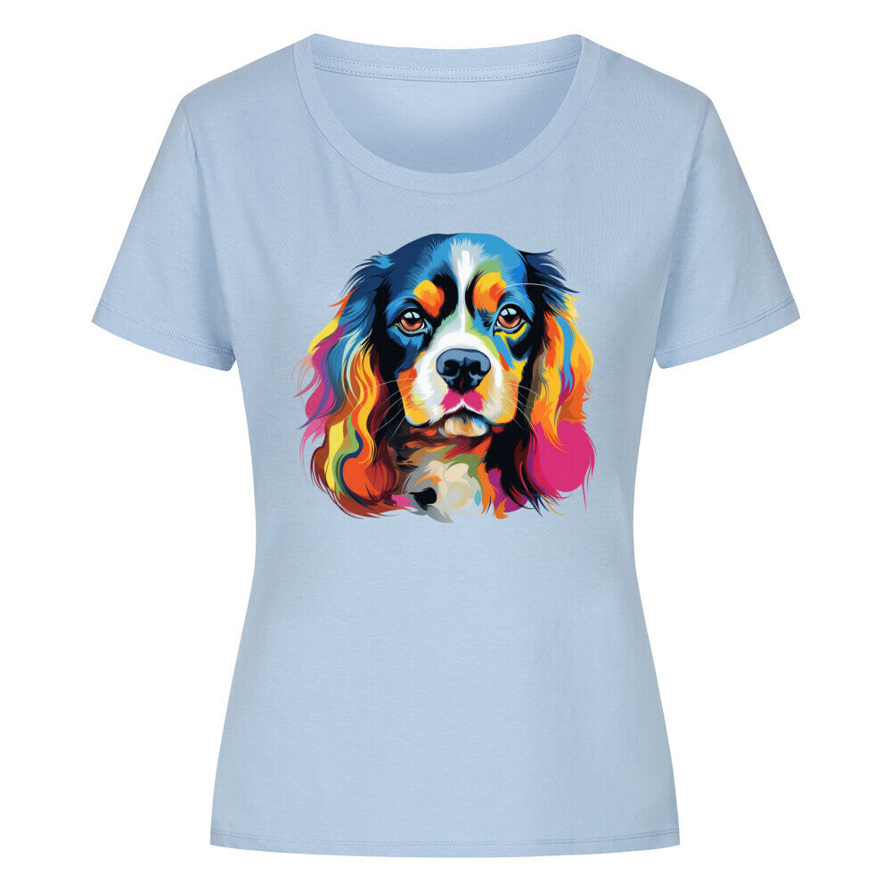Premium Organic Damen-Shirt "Cavalier King Charles - Paint" Sky Blue – hunde-shirt.de