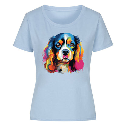 Premium Organic Damen-Shirt "Cavalier King Charles - Paint" Sky Blue – hunde-shirt.de