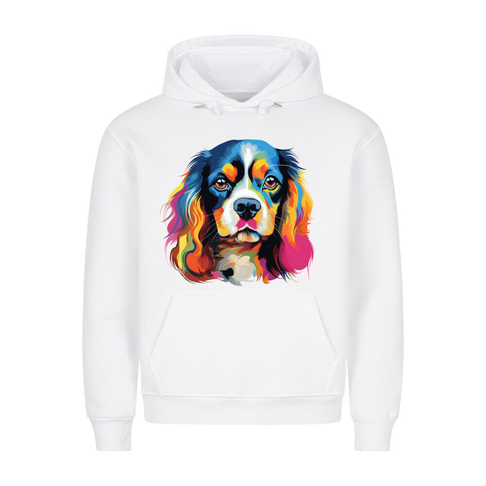 Premium Hoodie "Cavalier King Charles - Paint" Weiß – hunde-shirt.de