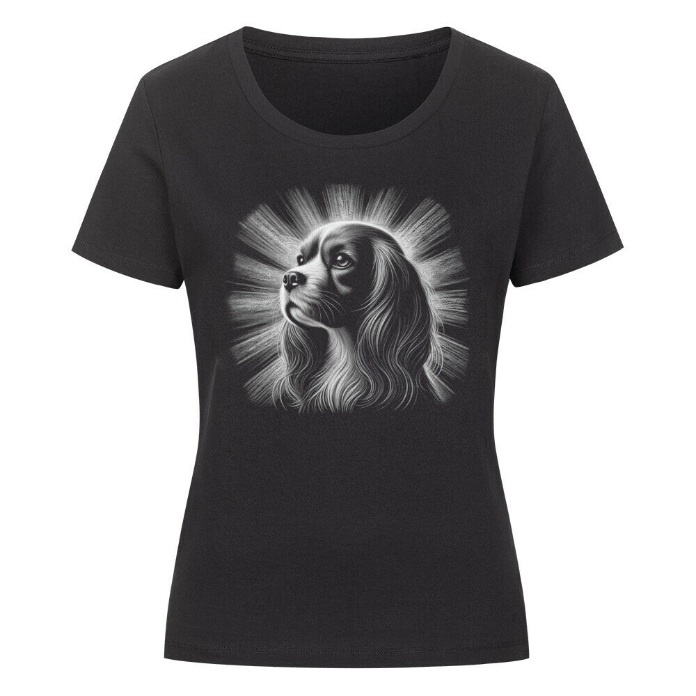 Premium Organic Damen-Shirt "Cavalier King Charles - Bright" Schwarz – hunde-shirt.de