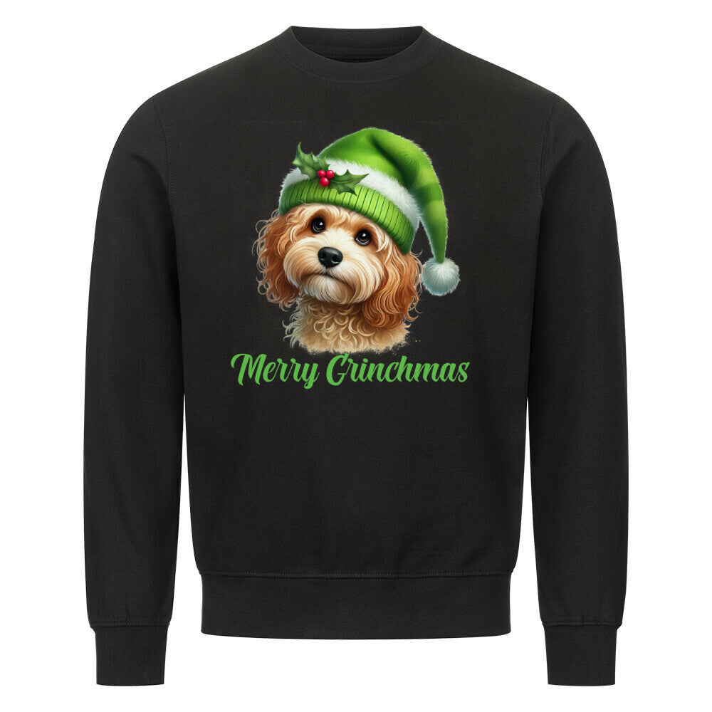 Premium Sweatshirt "Cavapoo - Merry Grinchmas" Schwarz – hunde-shirt.de