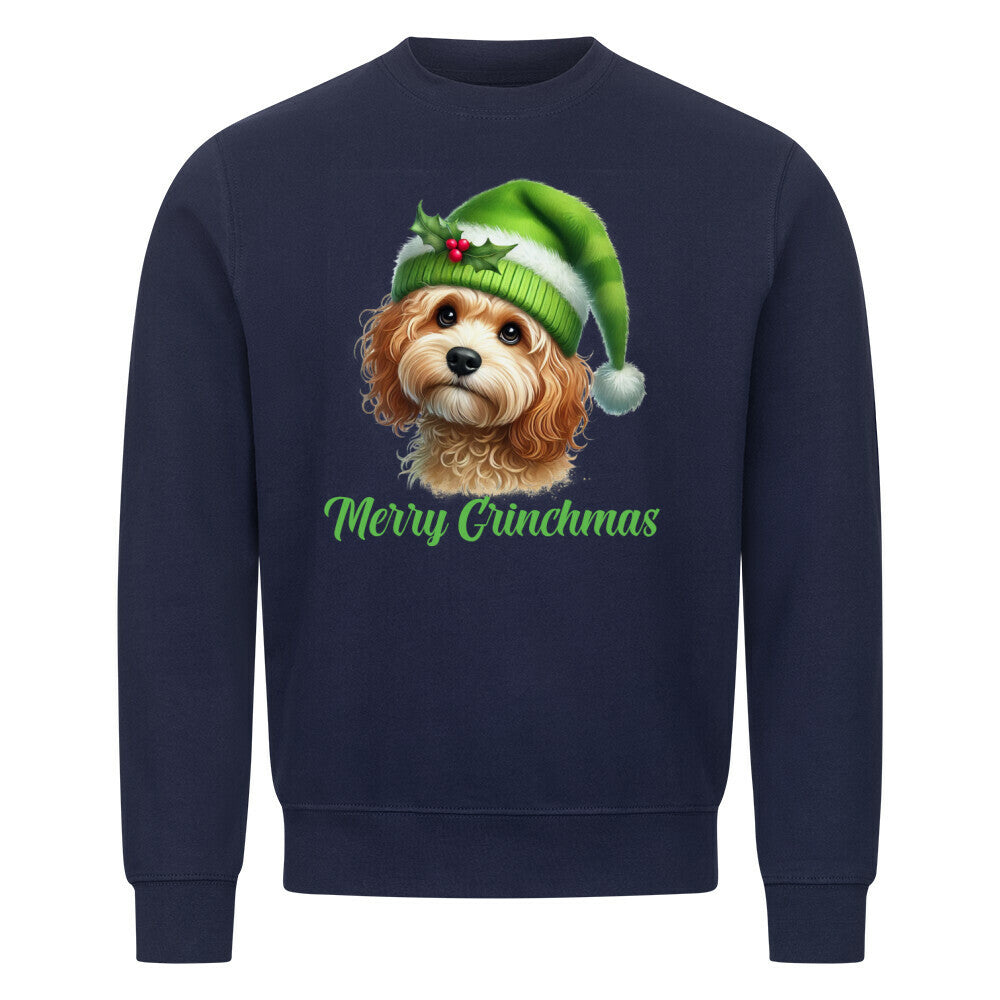 Premium Sweatshirt "Cavapoo - Merry Grinchmas" Navy Blue – hunde-shirt.de