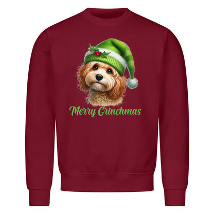 Premium Sweatshirt "Cavapoo - Merry Grinchmas" Burgunder – hunde-shirt.de