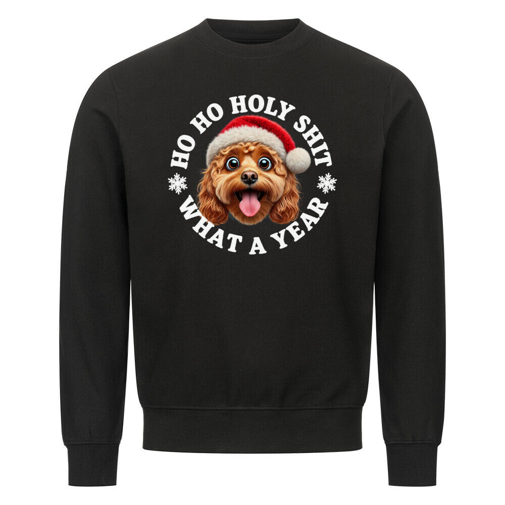 Premium Sweatshirt "Cavapoo - HO HO..." Schwarz – hunde-shirt.de