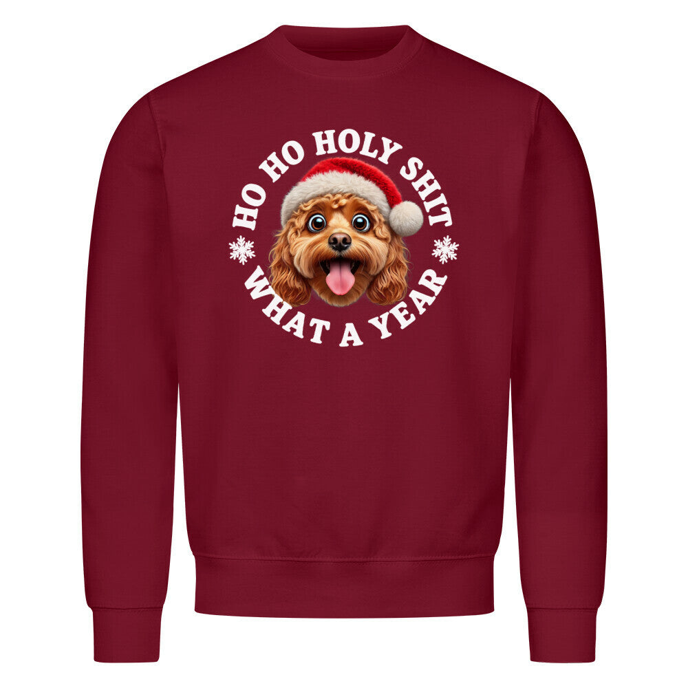 Premium Sweatshirt "Cavapoo - HO HO..." Burgunder – hunde-shirt.de
