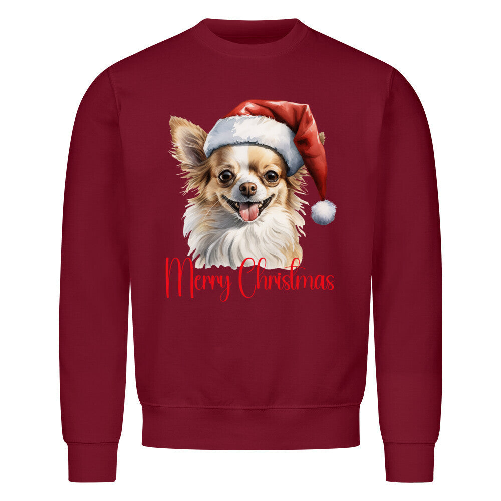Premium Sweatshirt "Chihuahua - Merry Christmas" Burgunder – hunde-shirt.de
