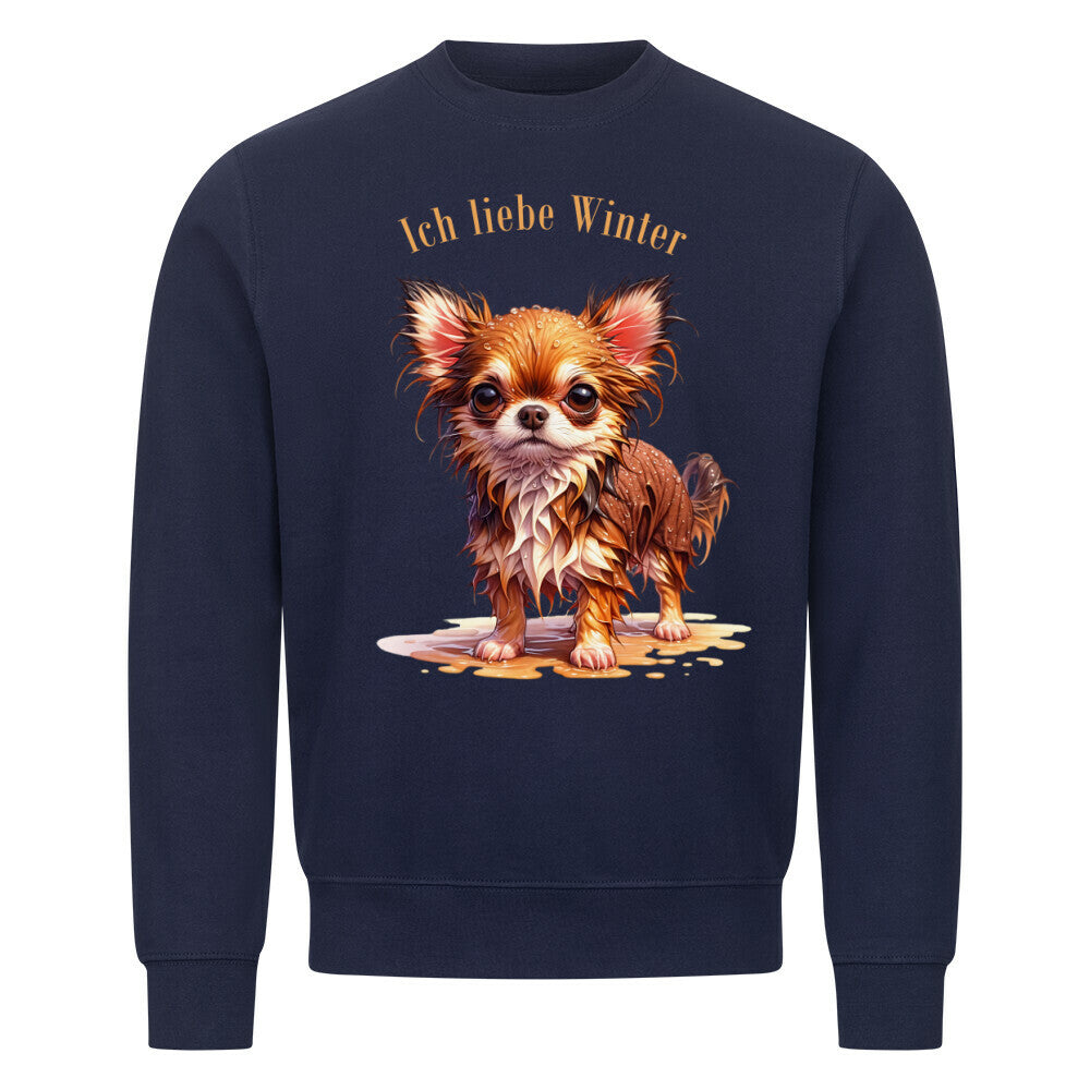 Premium Sweatshirt "Chihuahua - Ich liebe Winter" Navy Blue – hunde-shirt.de