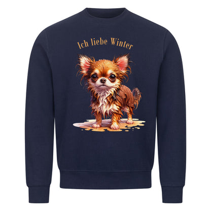 Premium Sweatshirt "Chihuahua - Ich liebe Winter" Navy Blue – hunde-shirt.de