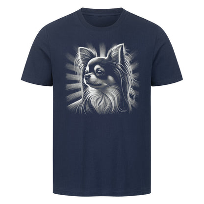 Premium T-Shirt "Chihuahua ( Langhaar ) - Shine" French Navy – hunde-shirt.de
