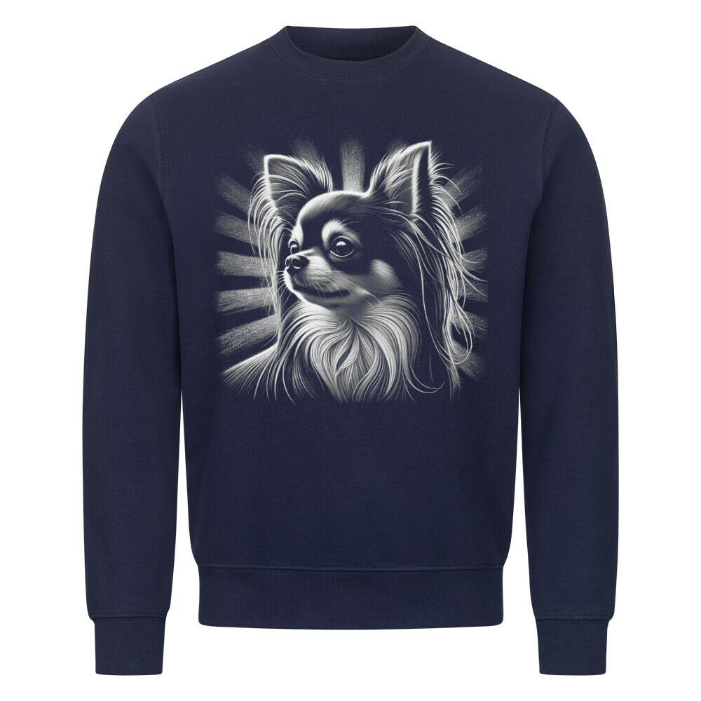 Premium Sweatshirt "Chihuahua ( Langhaar ) - Shine" Navy Blue – hunde-shirt.de