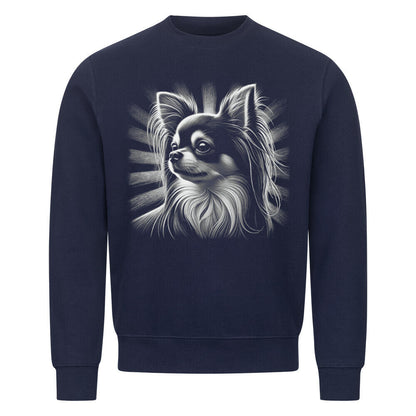 Premium Sweatshirt "Chihuahua ( Langhaar ) - Shine" Navy Blue – hunde-shirt.de
