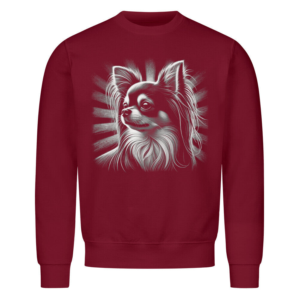 Premium Sweatshirt "Chihuahua ( Langhaar ) - Shine" Burgunder – hunde-shirt.de