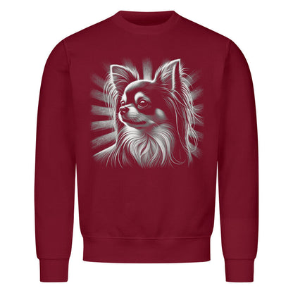 Premium Sweatshirt "Chihuahua ( Langhaar ) - Shine" Burgunder – hunde-shirt.de