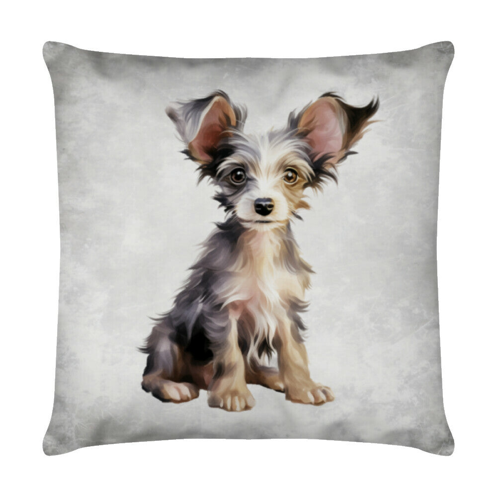 Kissen "Chinese Crested Dog - Puppy" Weiß – hunde-shirt.de