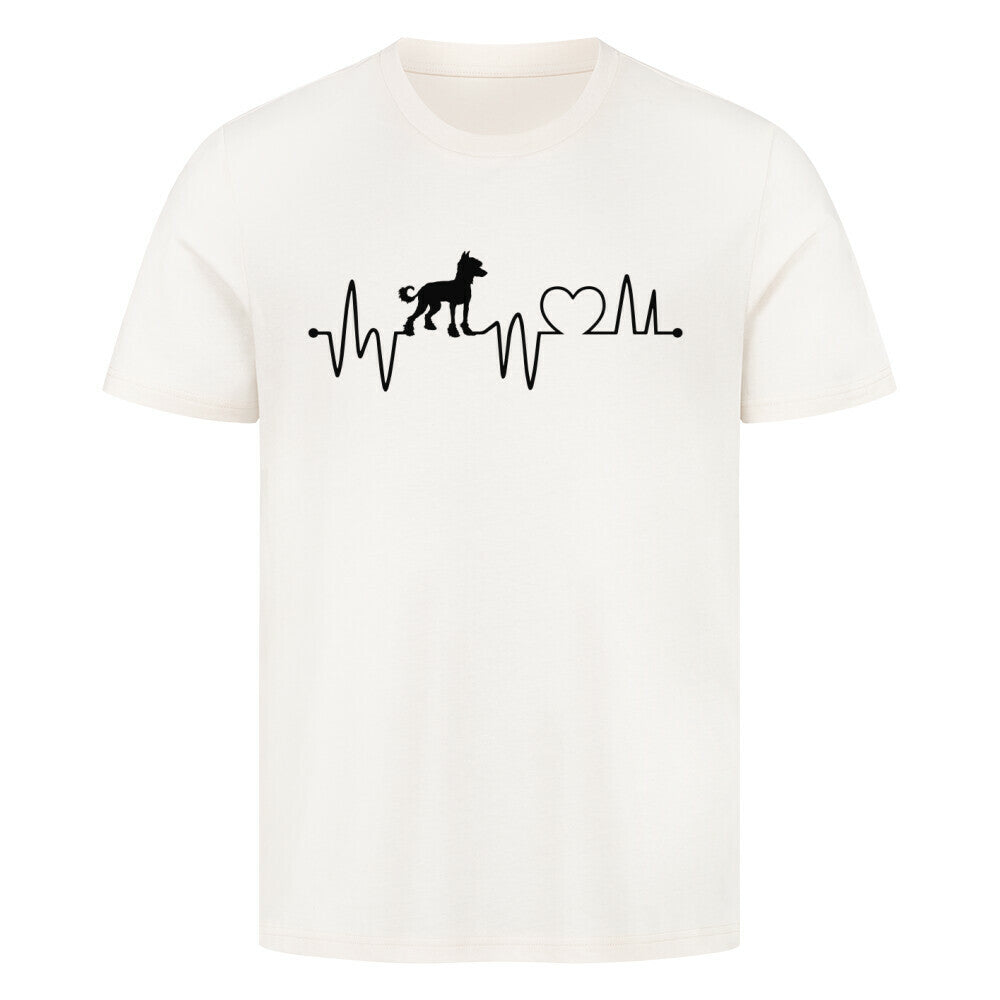 Premium T-Shirt "Chinese Crested Dog - Heartbeat" Natural Raw – hunde-shirt.de