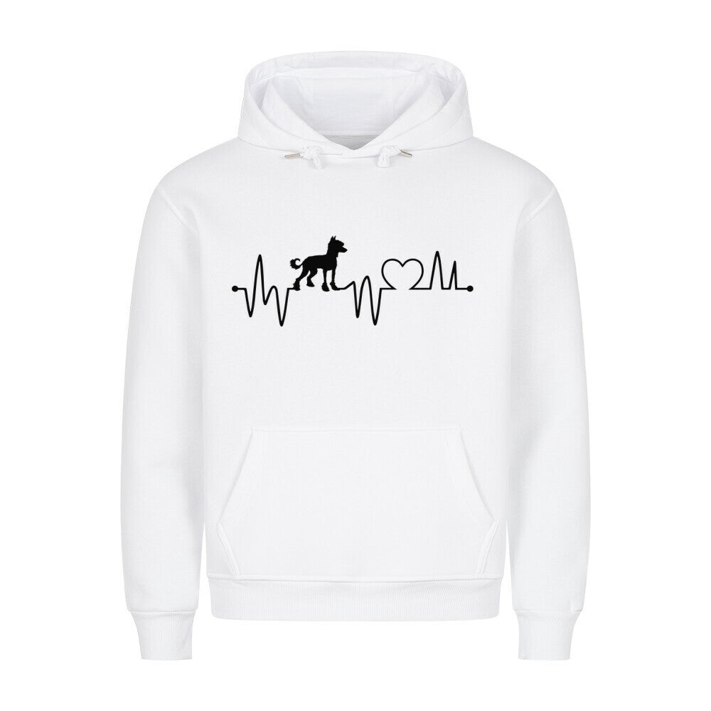 Premium Hoodie "Chinese Crested Dog - Heartbeat" Weiß – hunde-shirt.de