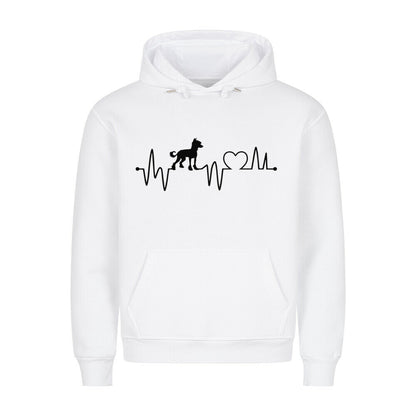 Premium Hoodie "Chinese Crested Dog - Heartbeat" Weiß – hunde-shirt.de