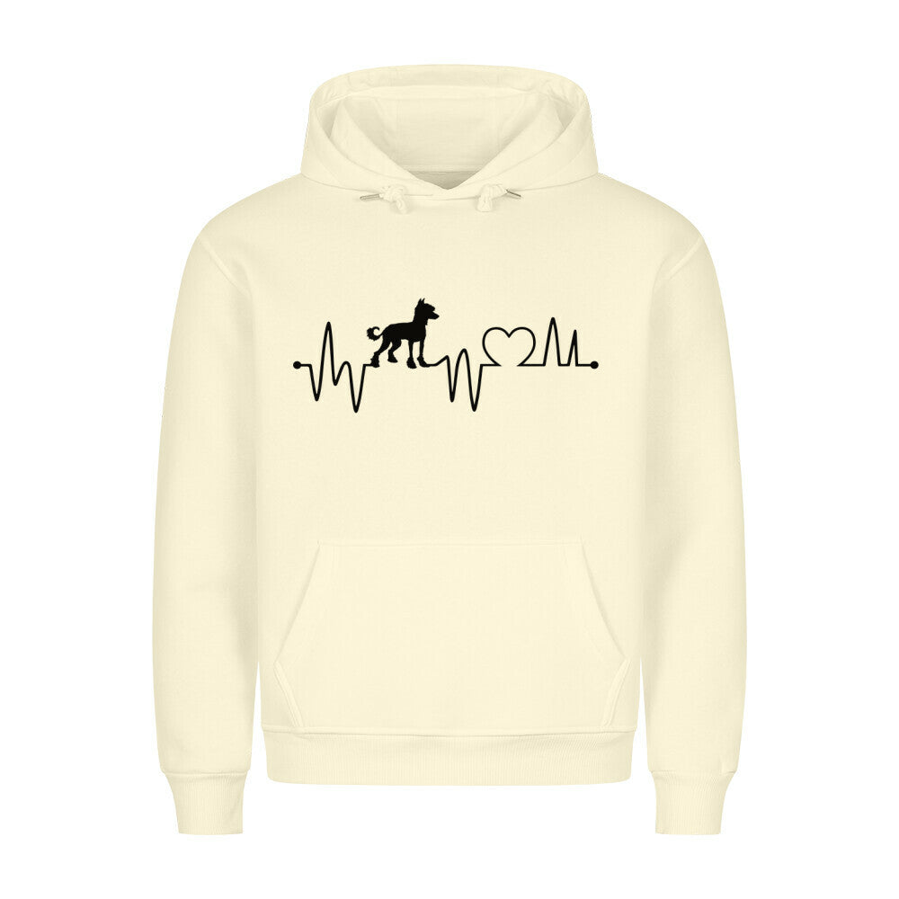 Premium Hoodie "Chinese Crested Dog - Heartbeat" Beige – hunde-shirt.de