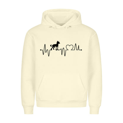 Premium Hoodie "Chinese Crested Dog - Heartbeat" Beige – hunde-shirt.de