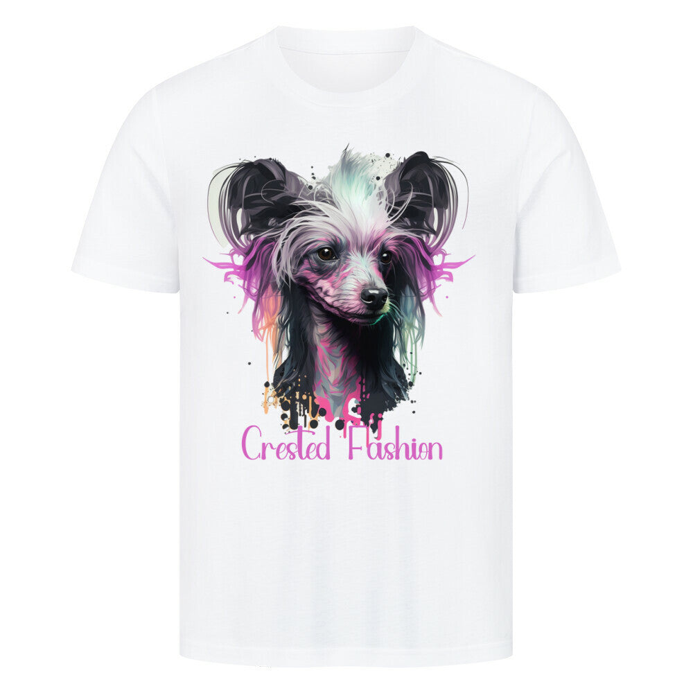 Premium T-Shirt "Chinese Crested - Fashion" Weiß – hunde-shirt.de