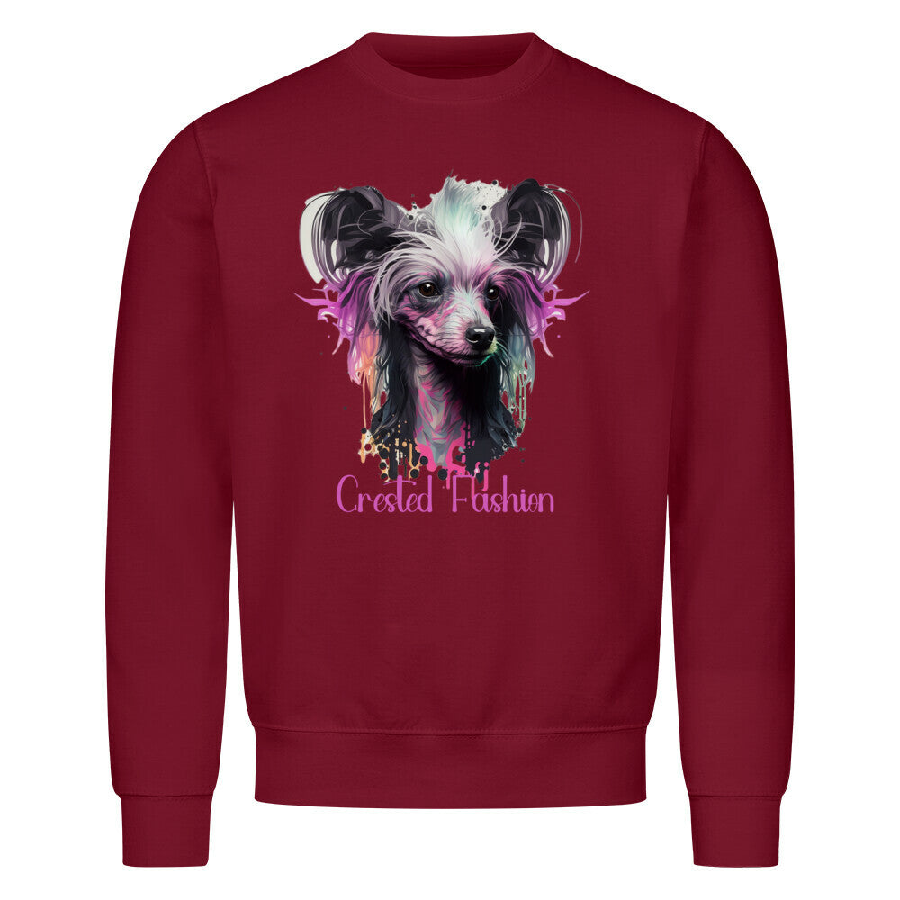 Premium Sweatshirt "Chinese Crested - Fashion" Burgunder – hunde-shirt.de