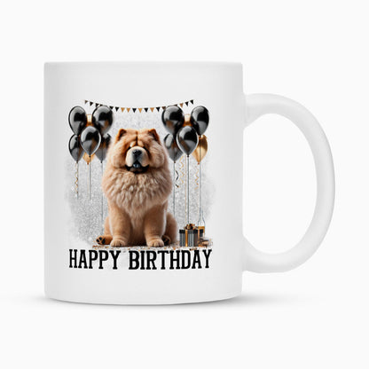 Tasse "Chow-Chow - Happy Birthday" Weiß – hunde-shirt.de