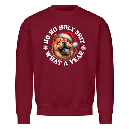 Premium Sweatshirt "Chow-Chow - HO HO..." Burgunder – hunde-shirt.de