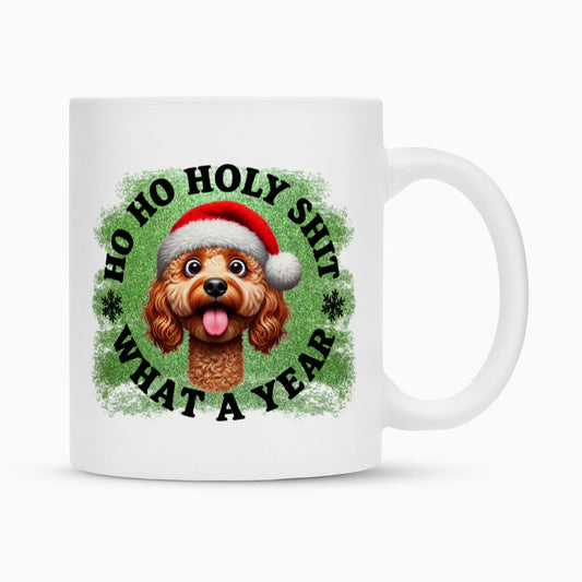 Tasse "Cockapoo - HO HO..." Weiß – hunde-shirt.de