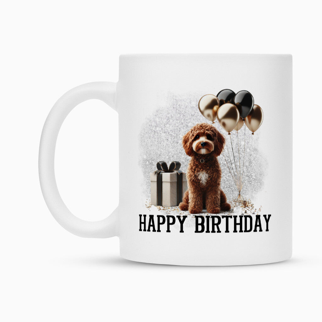 Tasse "Cockapoo ( braun ) - Happy Birthday" – hunde-shirt.de