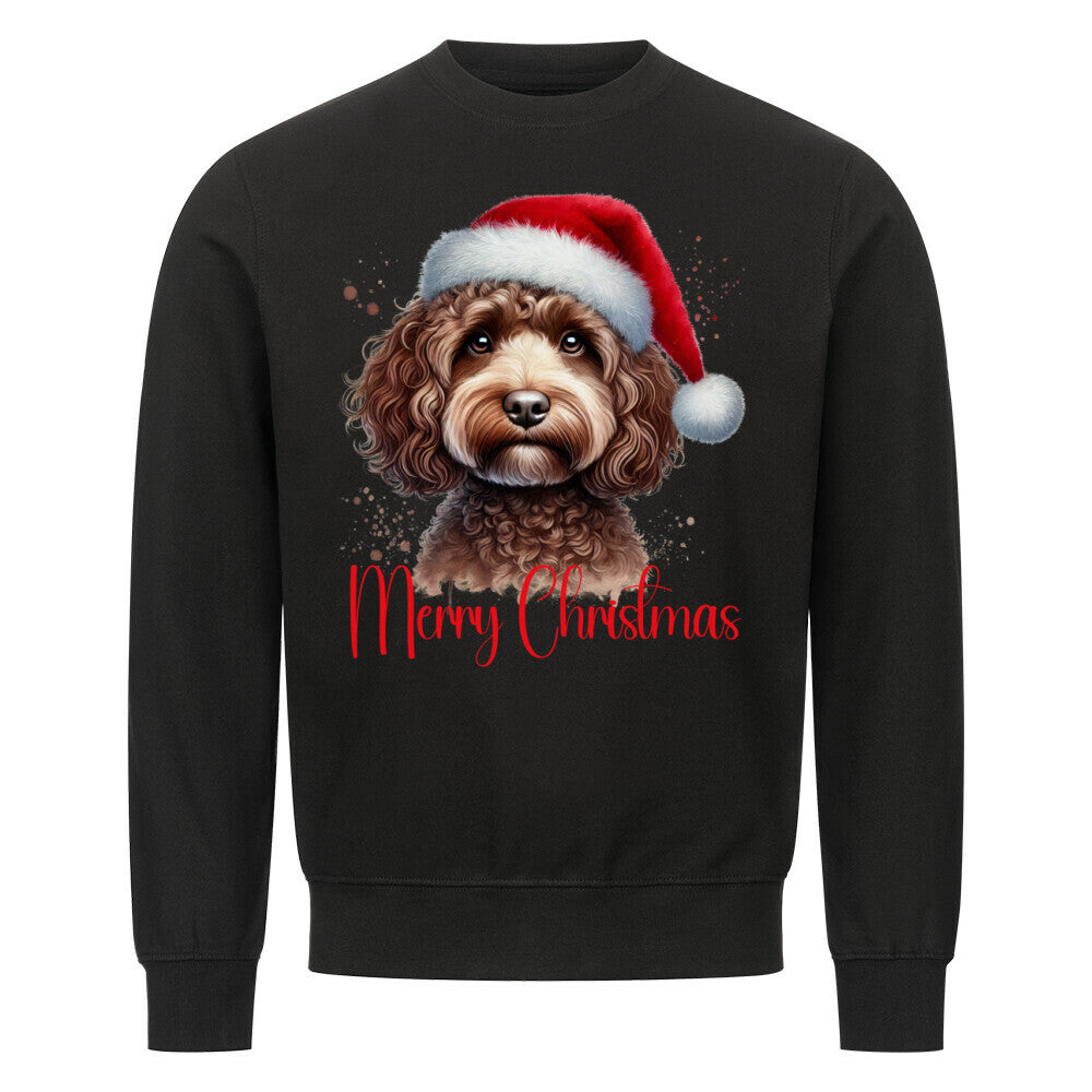 Premium Sweatshirt "Cockapoo ( braun ) - Merry Christmas" Schwarz – hunde-shirt.de