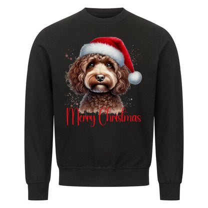 Premium Sweatshirt "Cockapoo ( braun ) - Merry Christmas" Schwarz – hunde-shirt.de